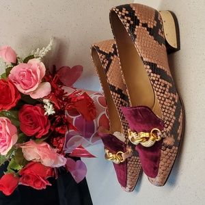 TORY BURCH snakeskin/velvet loafers (sz 6M)